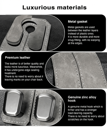 360° Rotating Leather Car Headrest Hooks