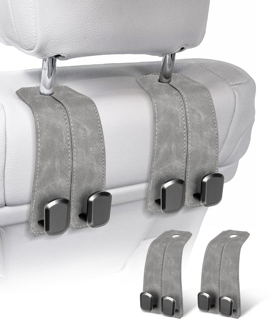 360° Rotating Leather Car Headrest Hooks