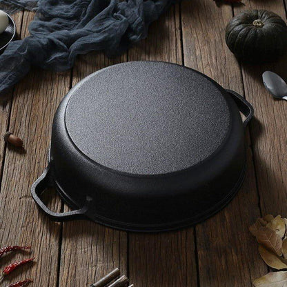 Multi-Purpose Cast Iron Skillet with Lid and Ear Handles (25cm)