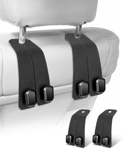 360° Rotating Leather Car Headrest Hooks