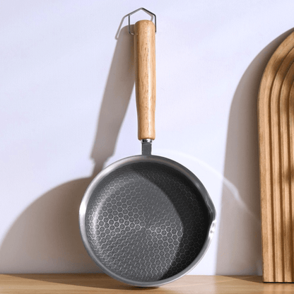 Stainless Steel Nonstick Mini Frying Pan with Wooden Handle (13cm)