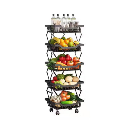 Multi-Layer Foldable Rolling Vegetable & Fruit Rack (95cm)